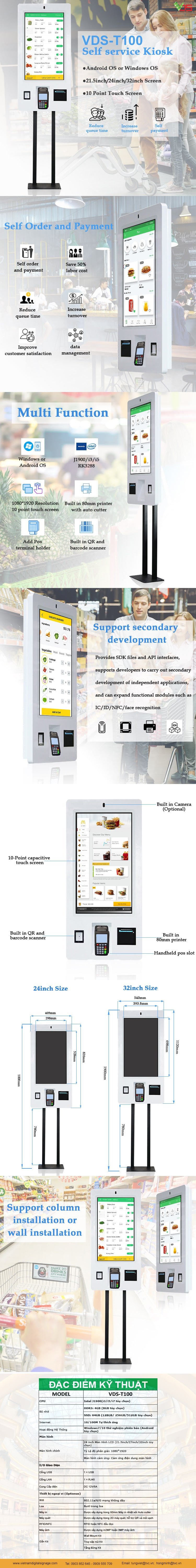 Kiosk tự phục vụ VDS-T100