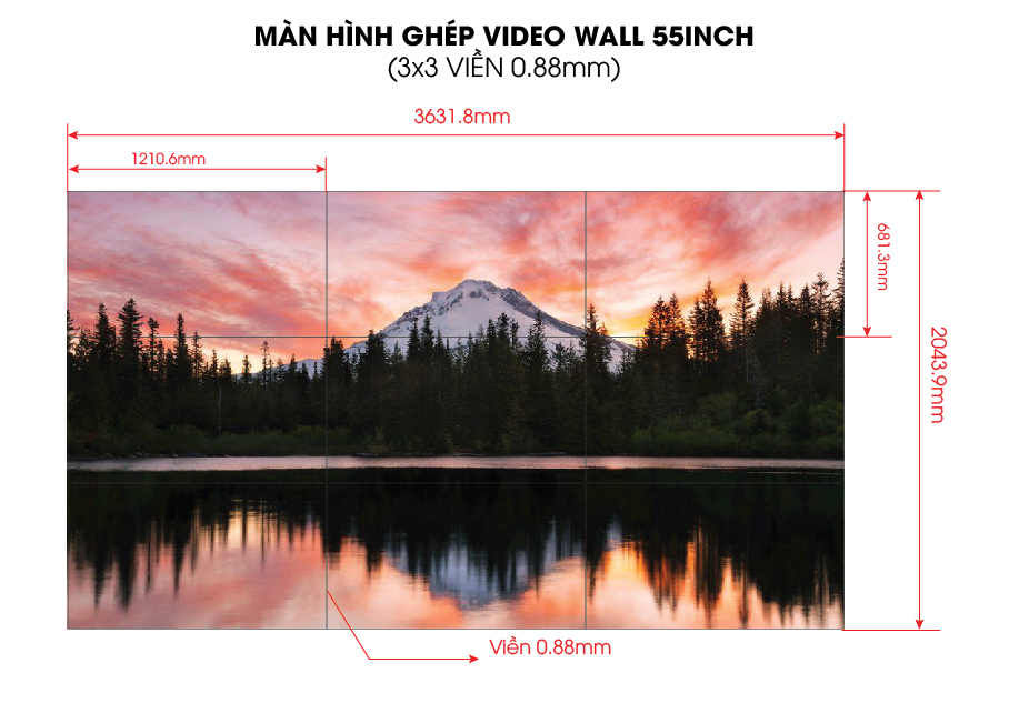 Màn Hình Ghép 55 inch Viền 0.88mm l VDS-VWS55088-B