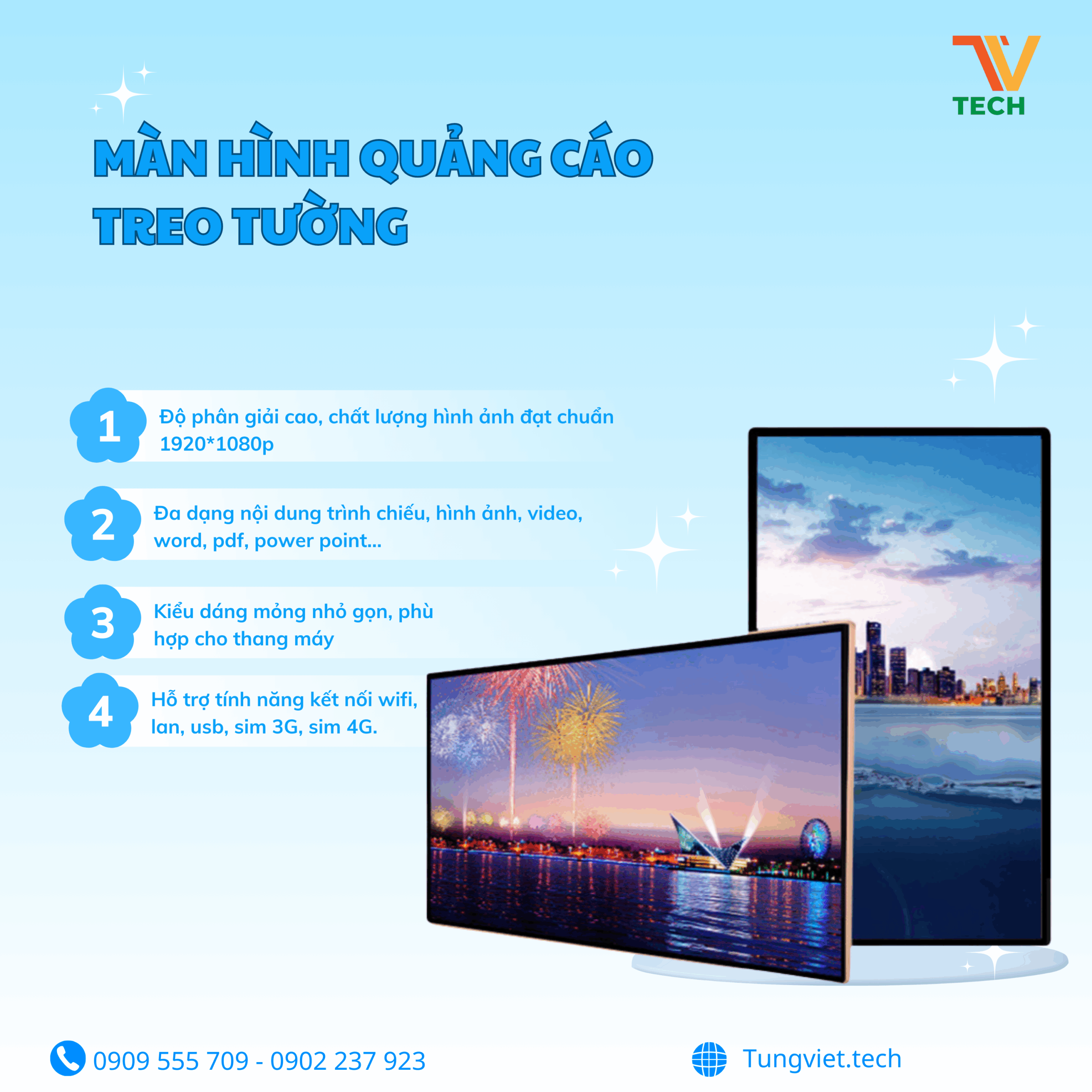 TV Tech – Màn Hình Quảng Cáo Treo Tường | Giải Pháp Hiển Thị Thông Minh Cho Không Gian Hiện Đại