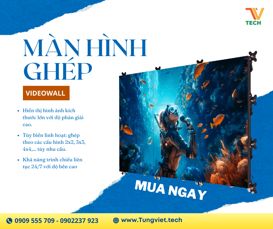 Màn Hình Ghép Video Wall TV Tech – Giải Pháp Hiển Thị Tối Ưu Cho Doanh Nghiệp Hiện Đại