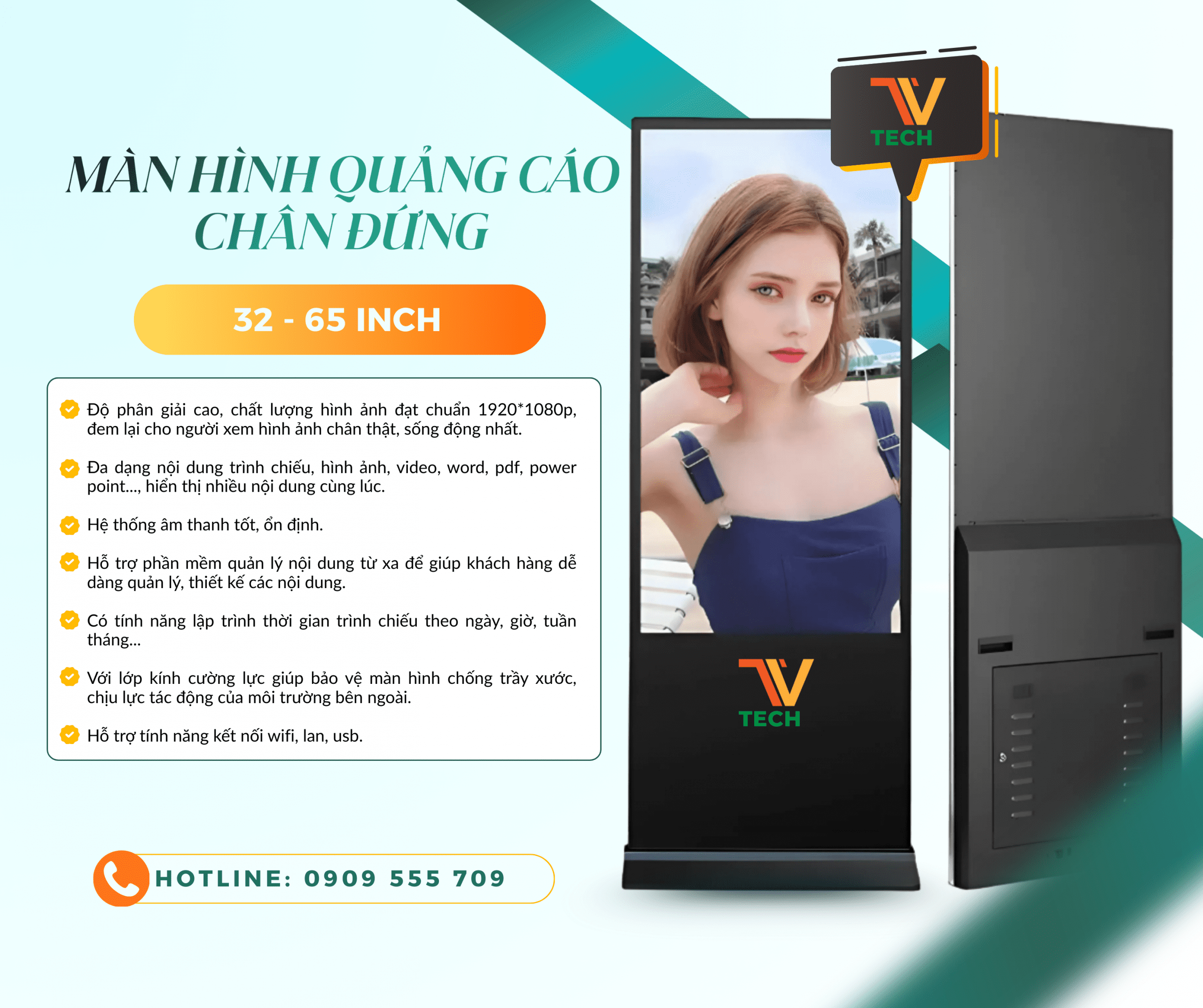 Màn hình quảng cáo chân đứng 32–65 inch : Giải pháp Digital Signage nâng tầm không gian và tăng hiệu quả truyền thông